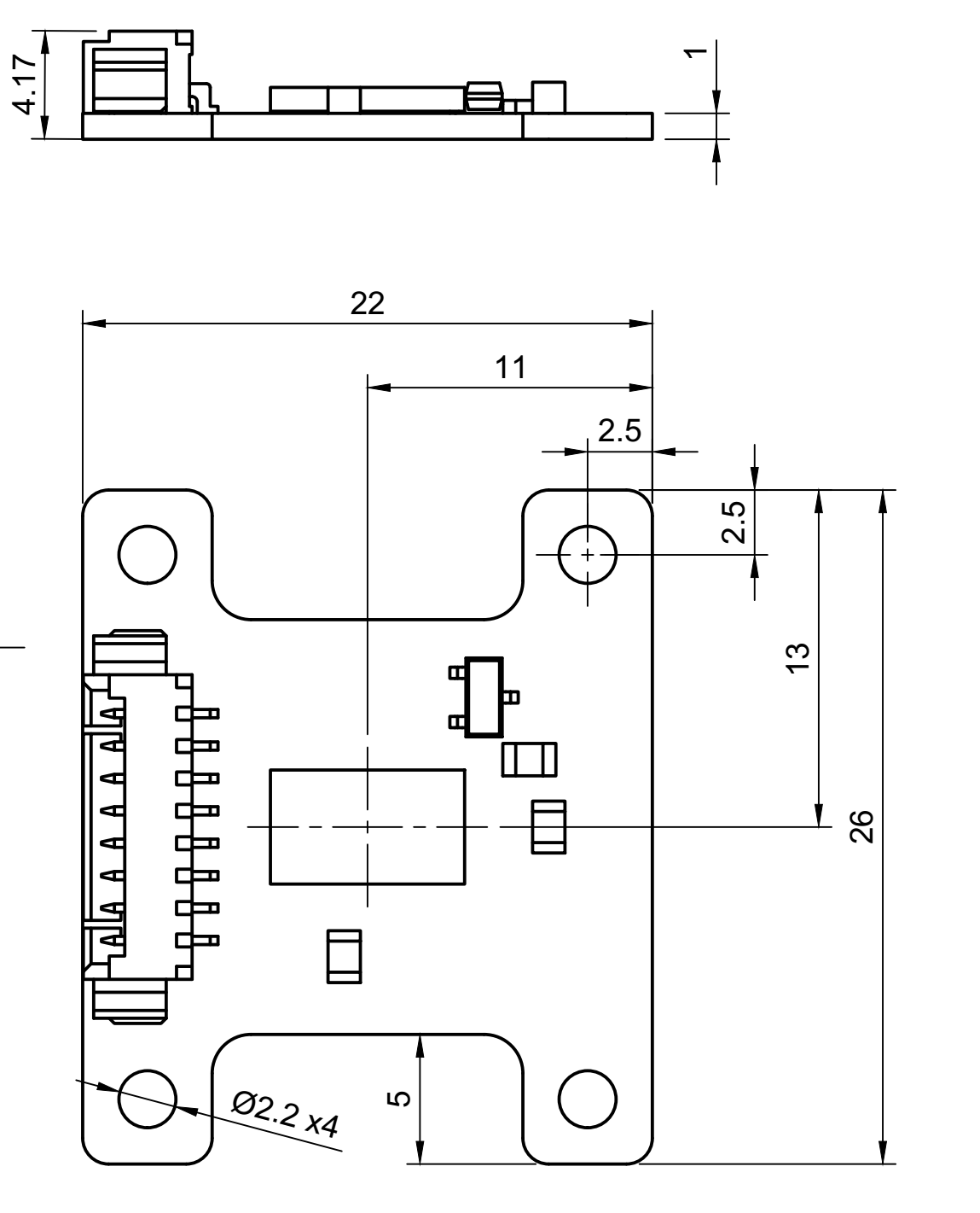 LIS3LV02DL Breakout board PCB drawing